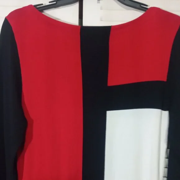 LAUREN RALPH LAUREN Colorblock Dress XS S Red Black Geometric Print - Picture 8 of 8